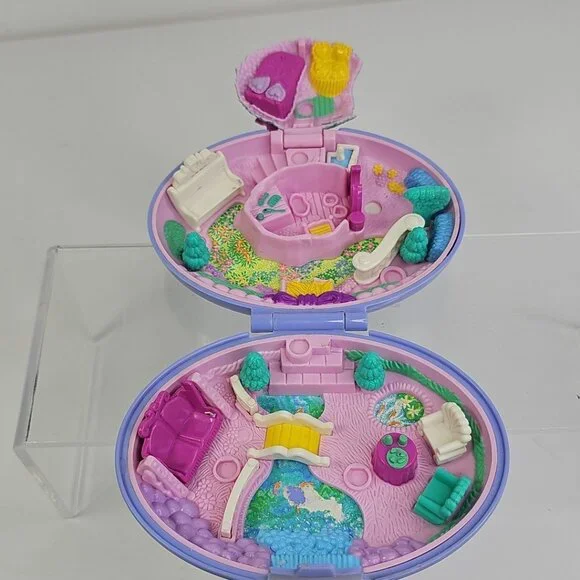 Polly Pocket Bluebird Vintage 1995 Unicorn Horse Meadow Purple Compact Only - Picture 5 of 12